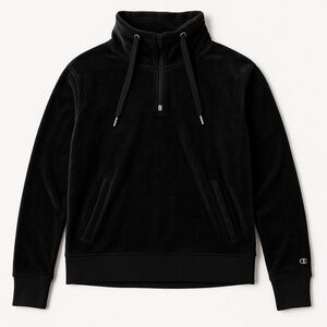 Champion C9 Black Velour Funnel Neck Quarter Zip Pullover | Cozy Athleisure
